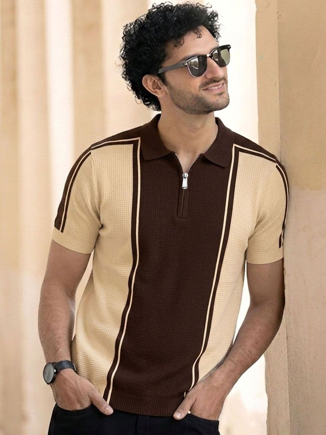AUSK Men Colourblocked Polo Collar T-shirt - view 1