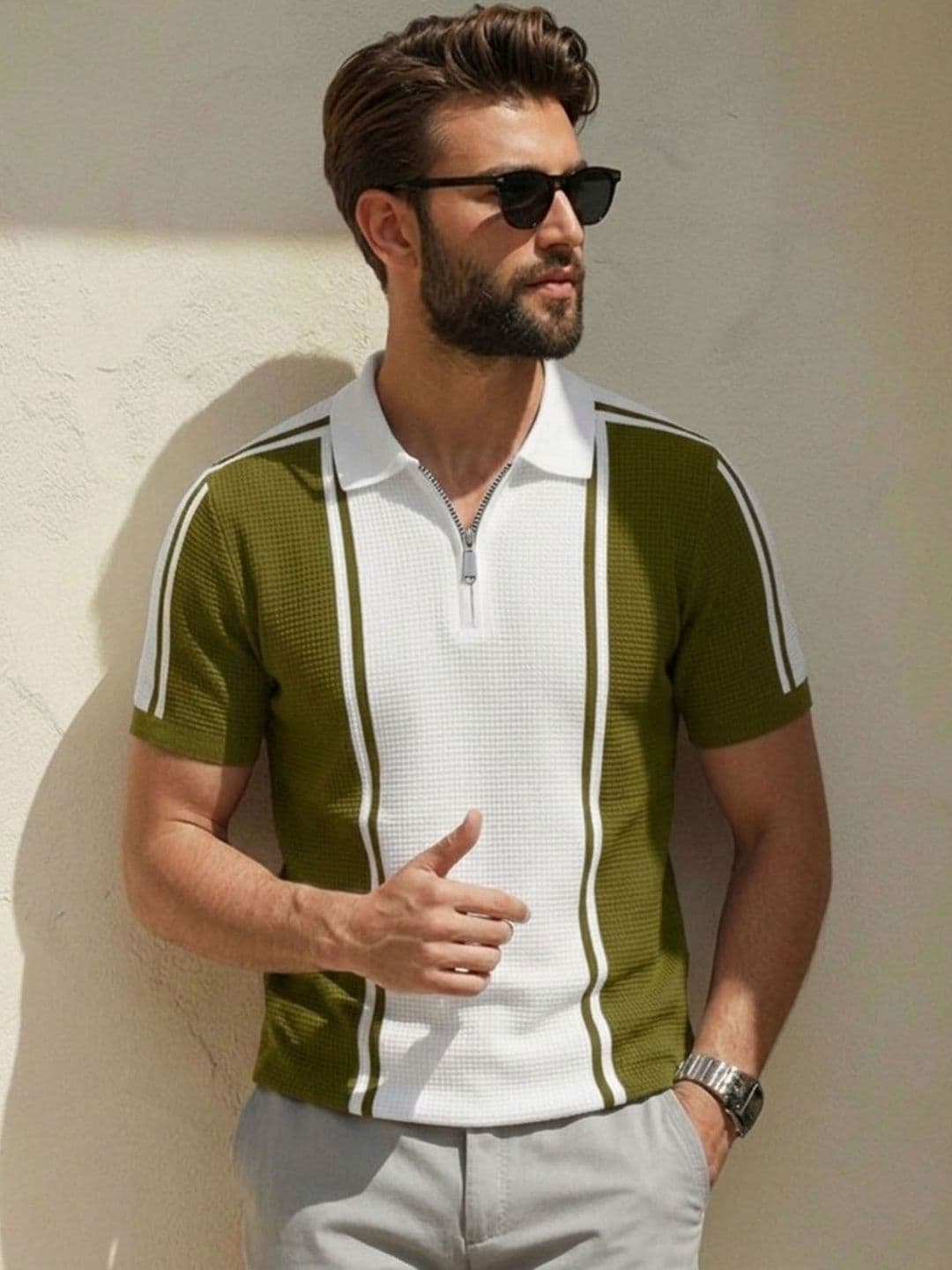 THE BEETEL HOUSE Men Colourblocked Polo Collar T-shirt - view 1