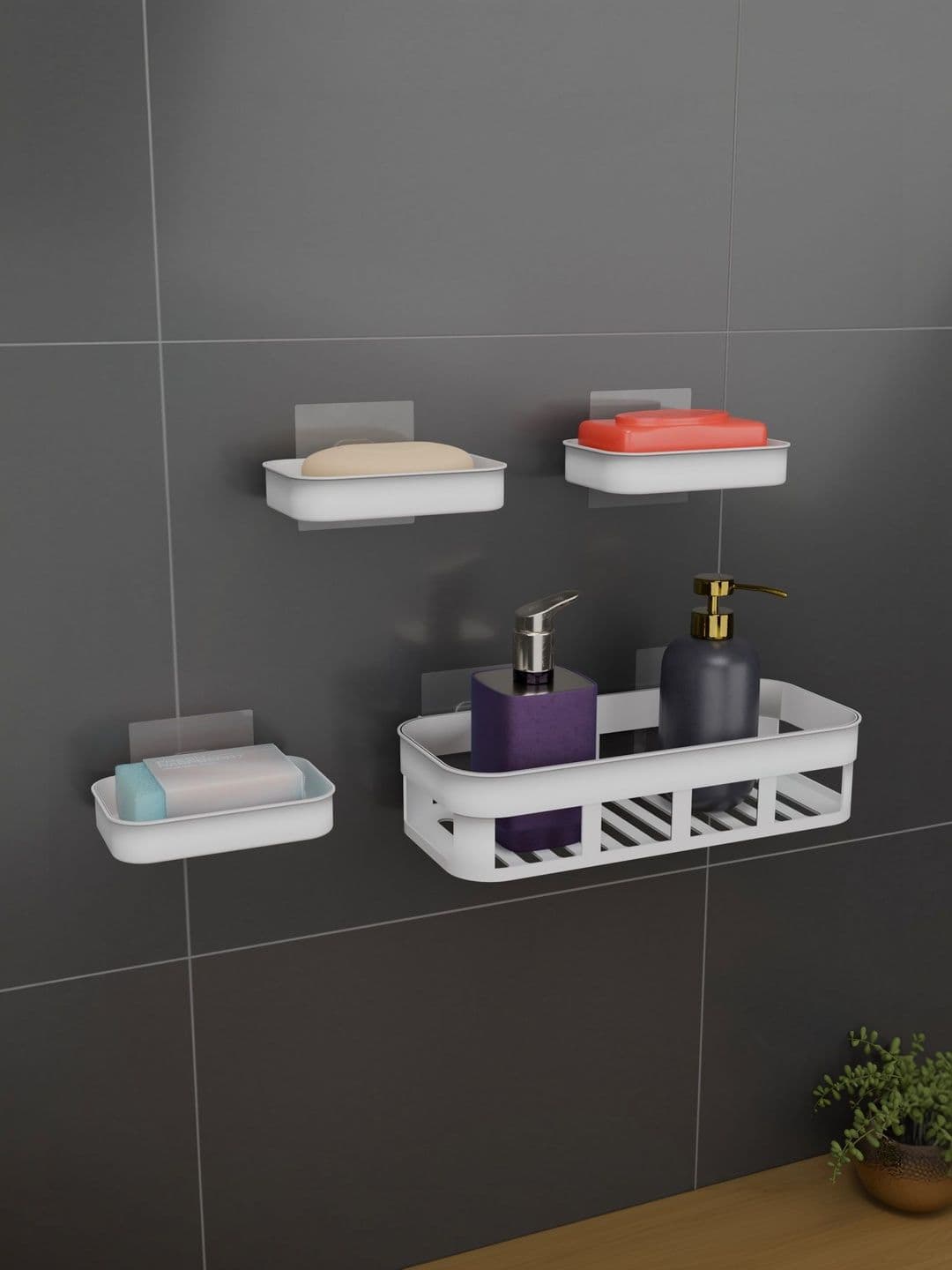 BESTZONE RETAIL MALL White 4 piece Solid Plastic Bathroom Caddy - view 1