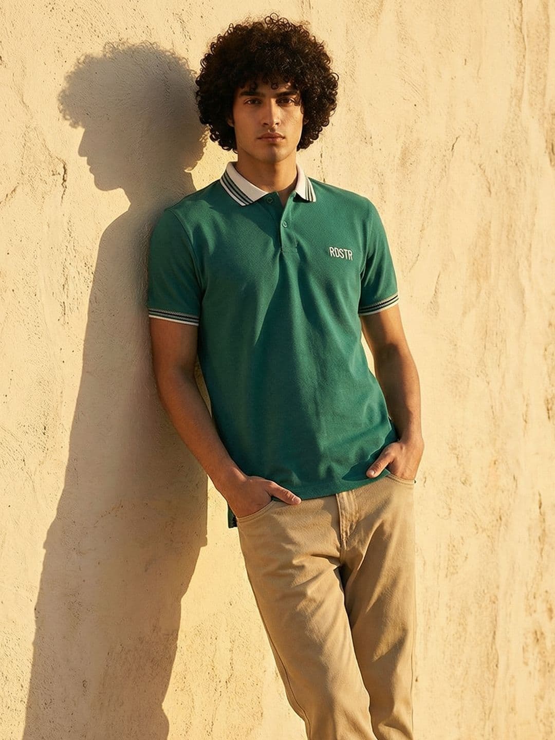 The Roadster Life Co. Typography Polo Collar Pure Cotton T-shirt - view 1