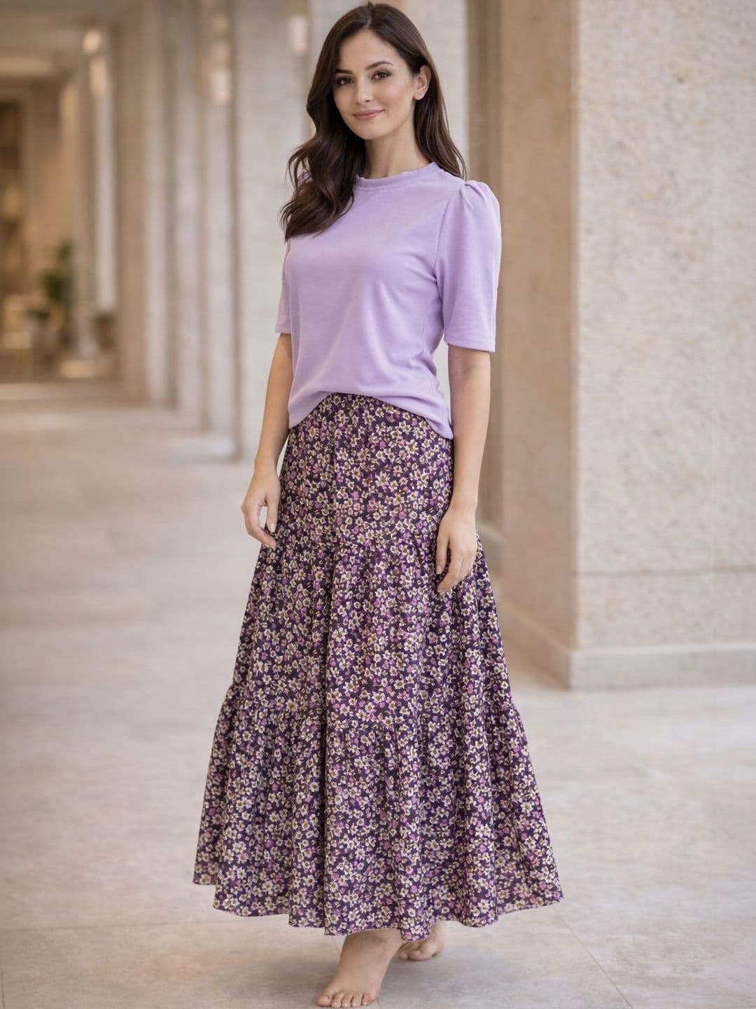 AmorLuxe Summer Checks Solid Vest Top with Skirt - view 1