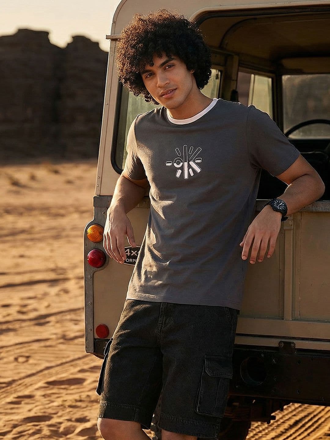 The Roadster Life Co. Graphic Printed Pure Cotton T-shirt - view 1