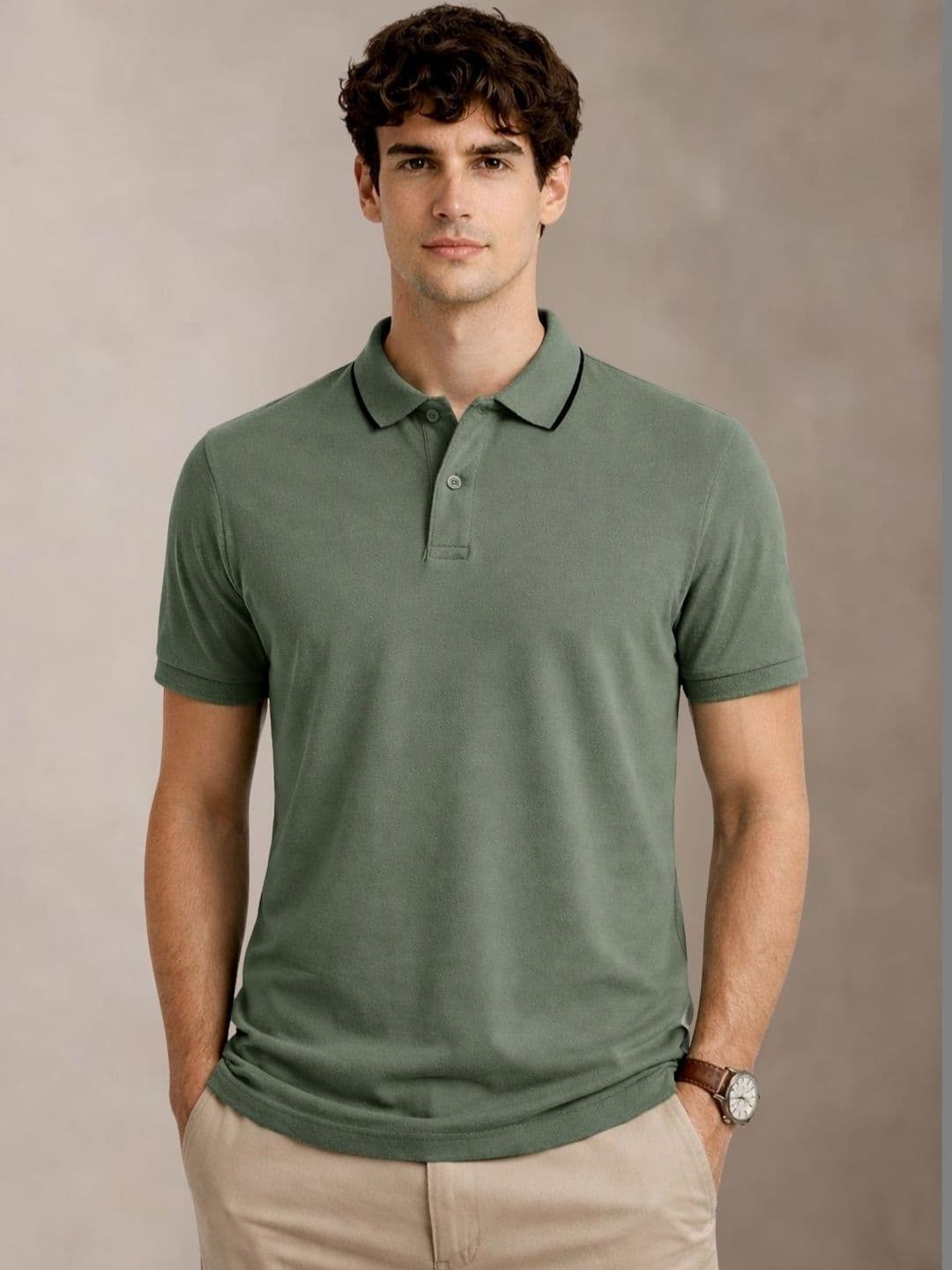 ADRO Men Polo Collar Cotton T-shirt - view 1
