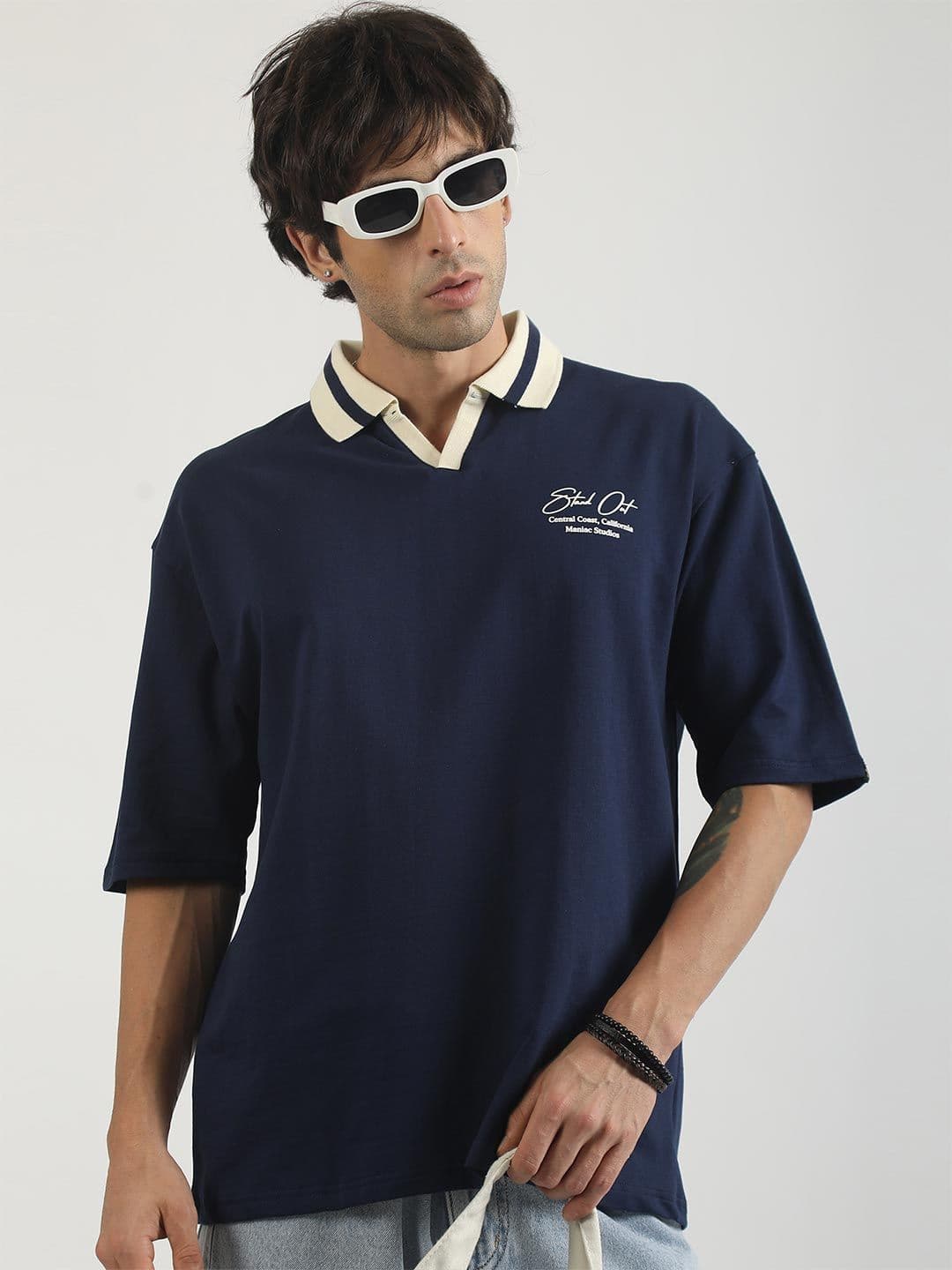 Maniac Men Typography Printed Polo Collar T-shirt - view 1
