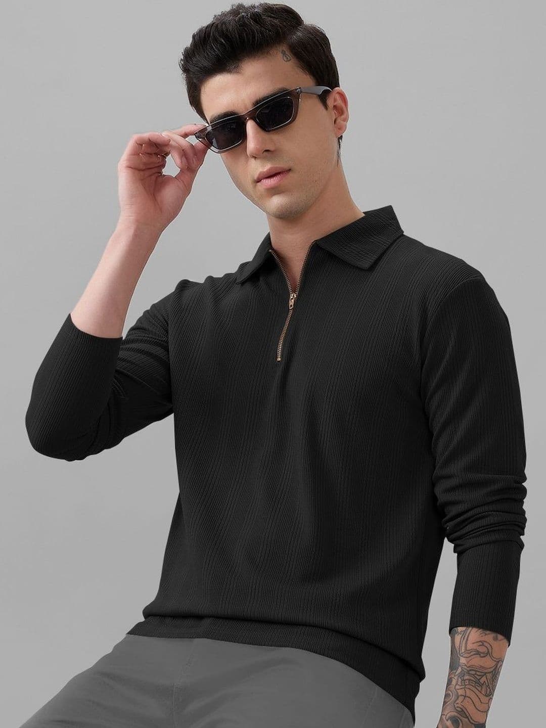 MODALEN Men Striped Polo Collar T-shirt - view 1