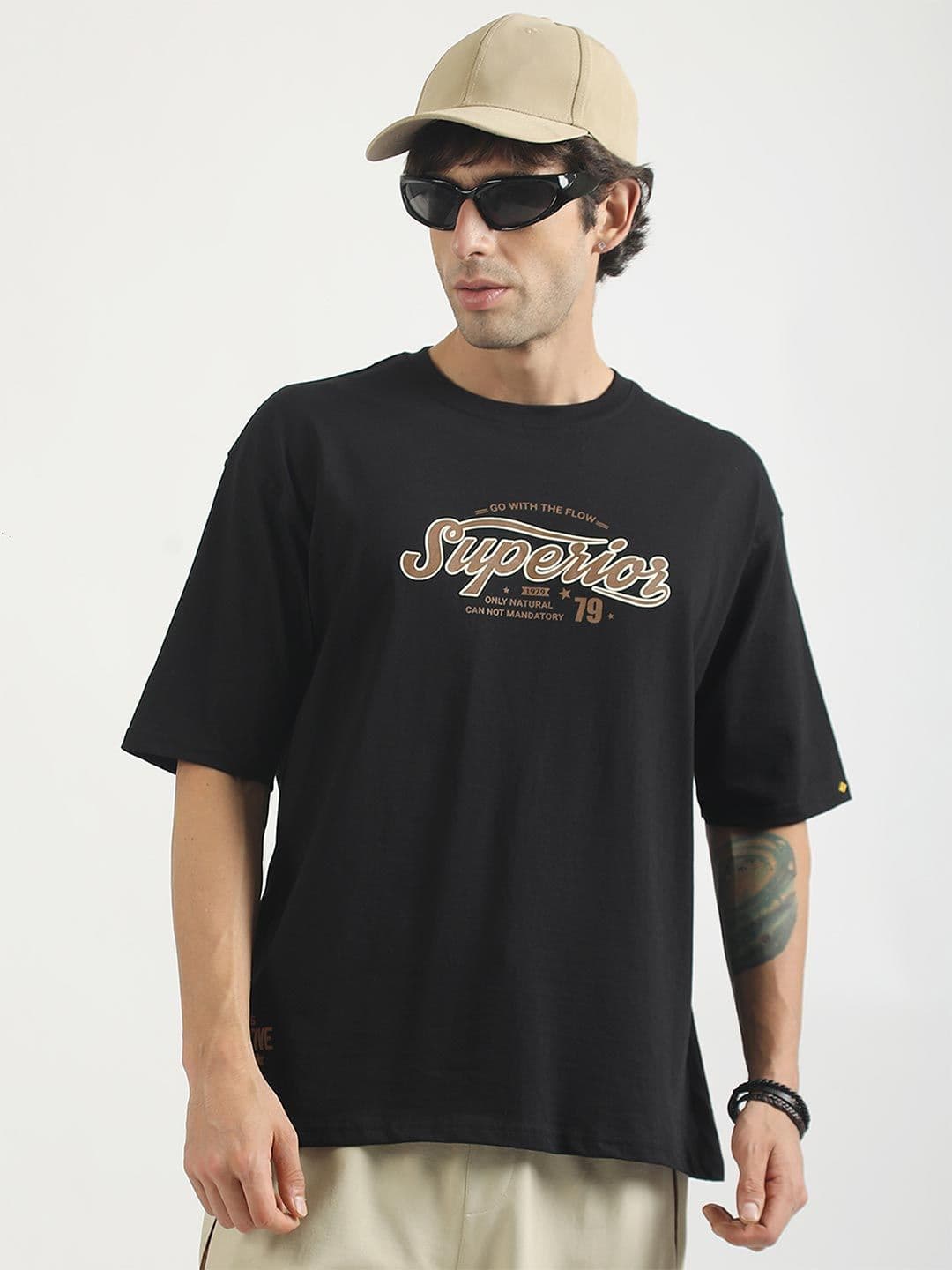 Maniac Men Typography Printed Drop-Shoulder Sleeves T-shirt - view 1