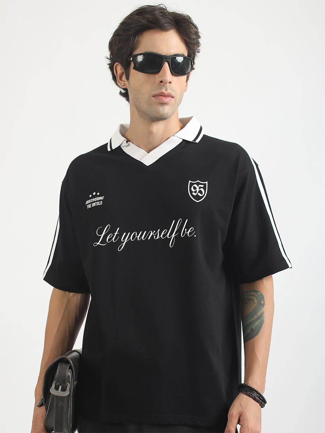 Maniac Men Typography Printed Polo Collar T-shirt - view 1