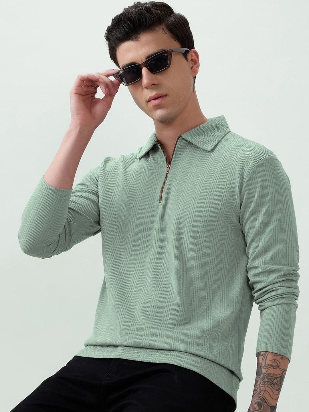 MODALEN Men Striped Polo Collar T-shirt - view 1