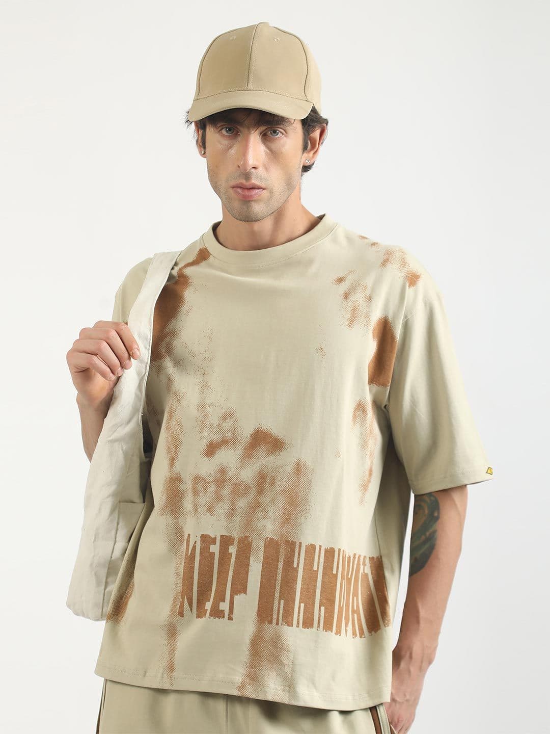 Maniac Men Printed Drop-Shoulder Sleeves T-shirt - view 1