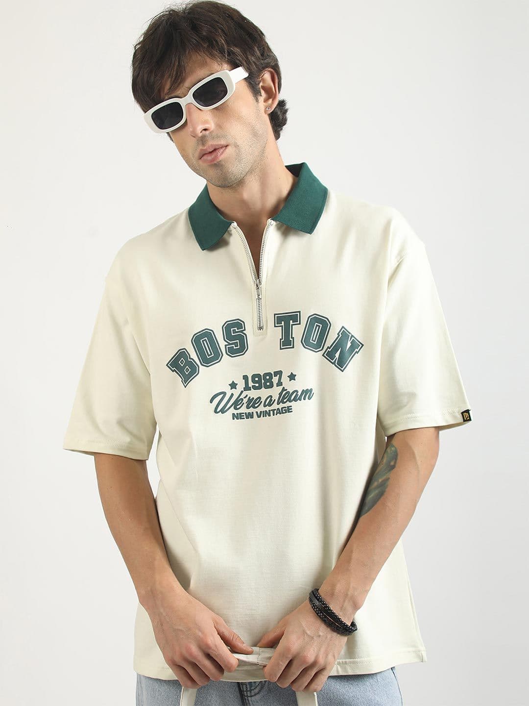 Maniac Men Typography Printed Polo Collar T-shirt - view 1