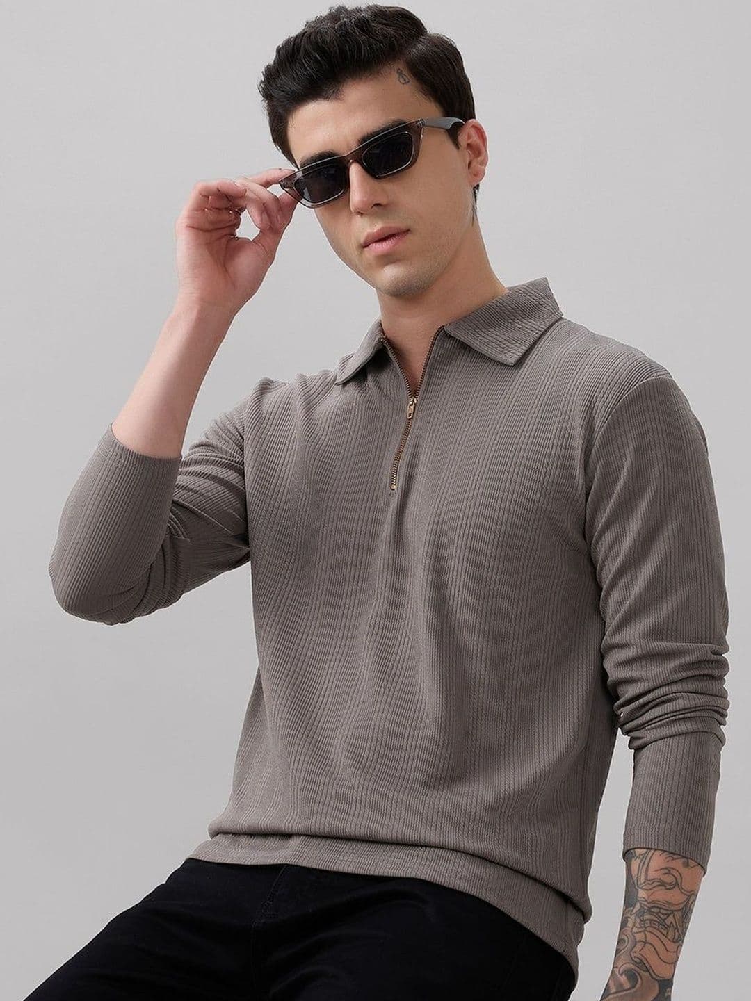 MODALEN Men Striped Polo Collar T-shirt - view 1