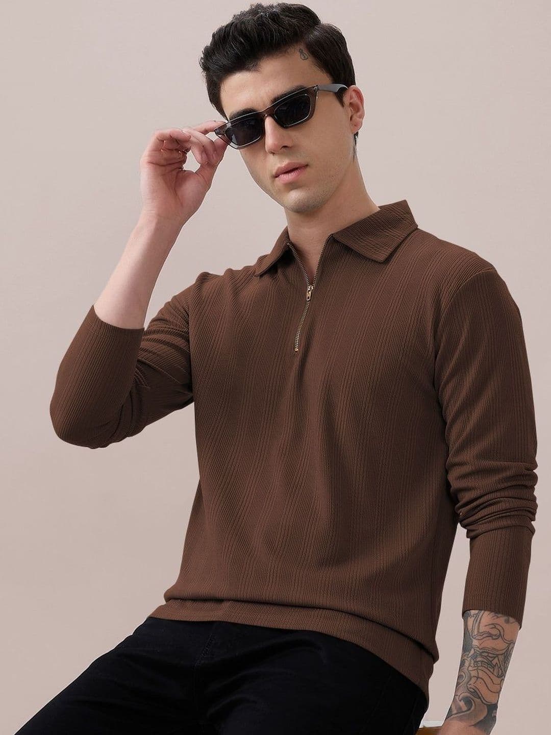 MODALEN Men Striped Polo Collar T-shirt - view 1