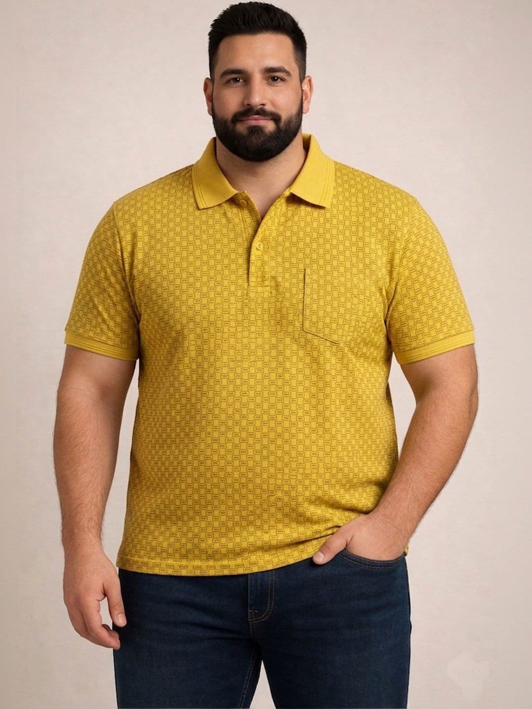 Davno Men Printed Polo Collar T-shirt - view 1