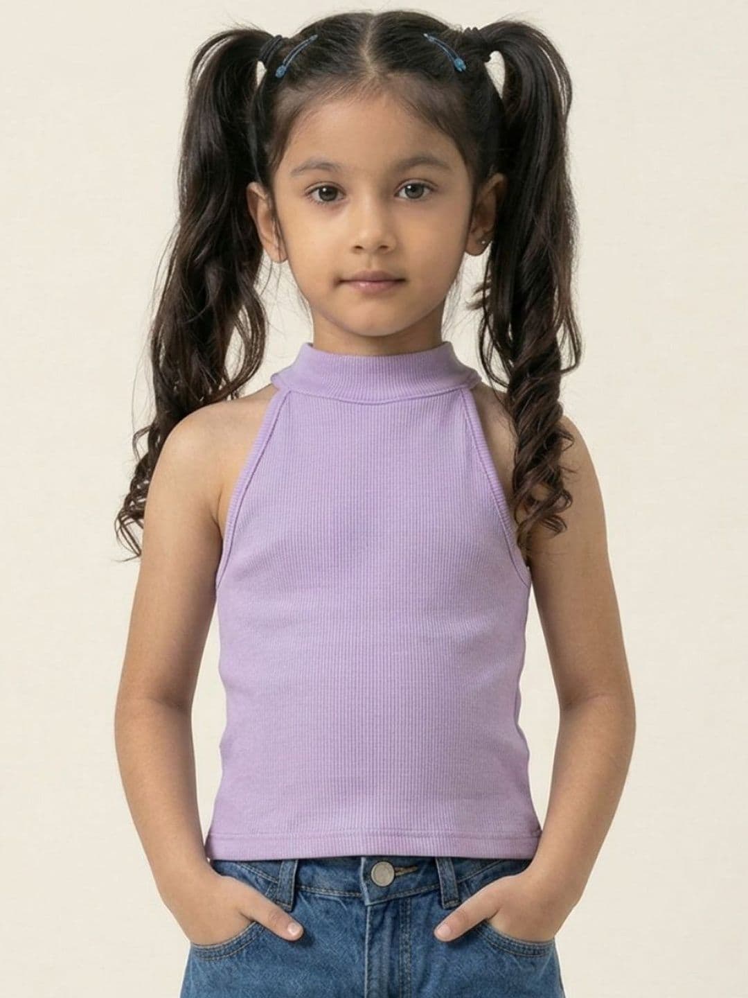 YK Girls Cotton High Neck Top - view 1