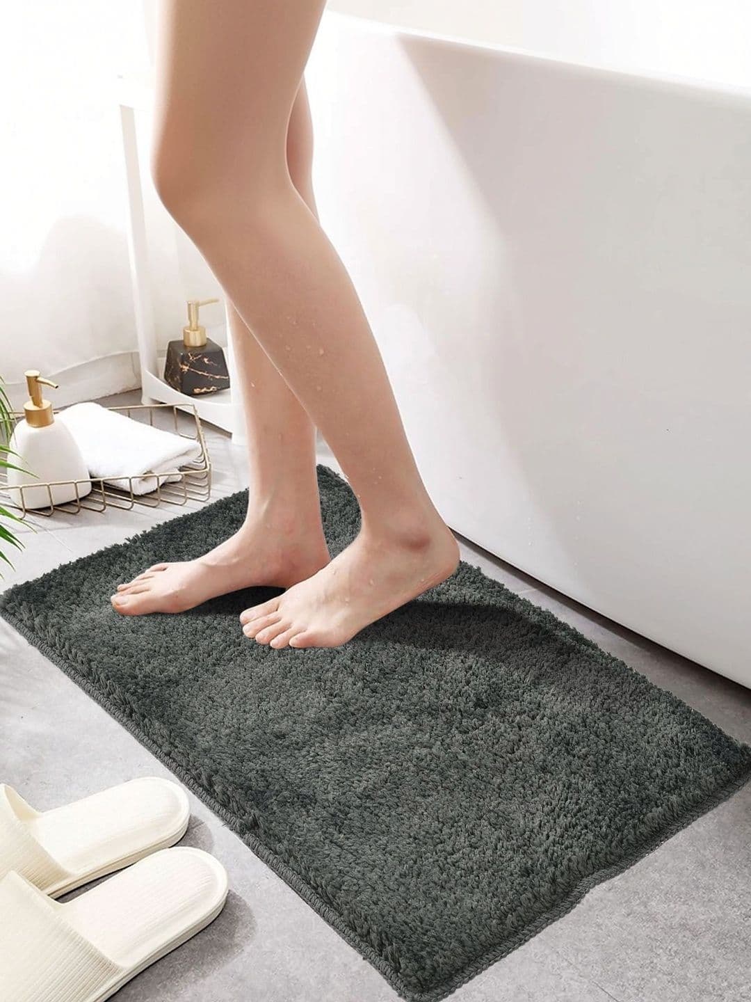 FINE TEX WORLD Charcoal Anti-Skid Rectangular Doormats - view 1