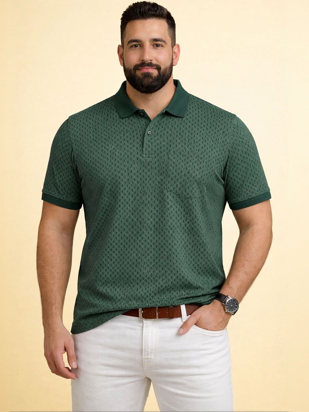 Davno Men Printed Polo Collar T-shirt - view 1