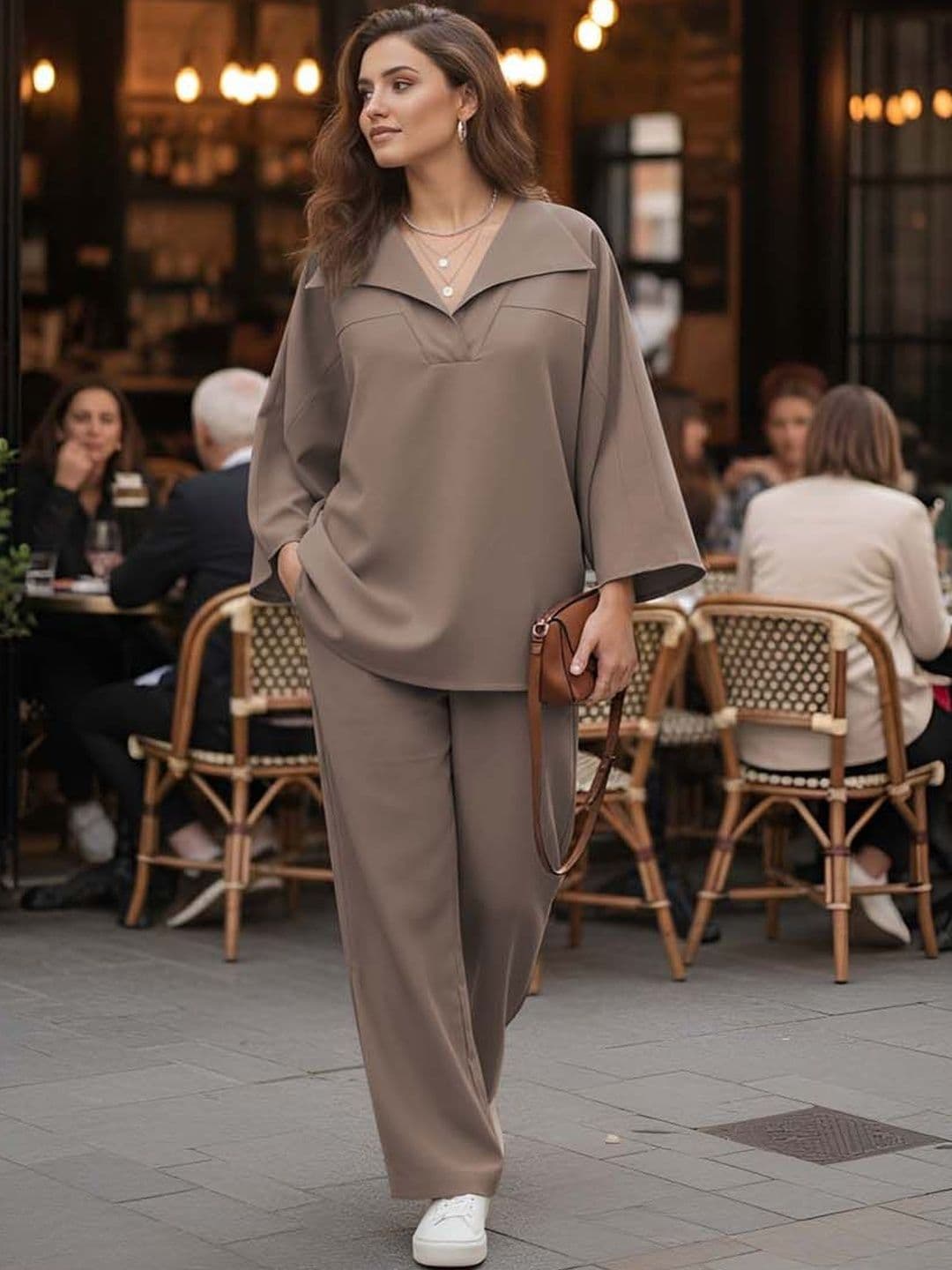 GENZILOOKS Linen Solid Top with Trousers - view 1