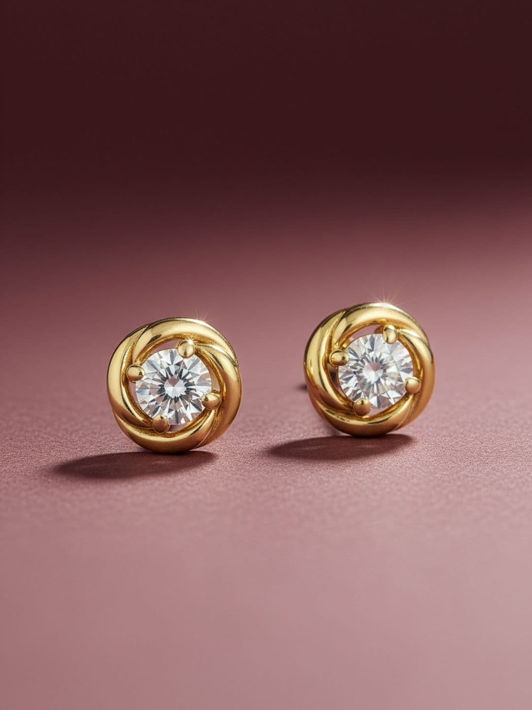 MAEJOY Solitaire swirl Lab grown diamond 92.5 Sterling Silver 18KT Gold plated earrings - view 1