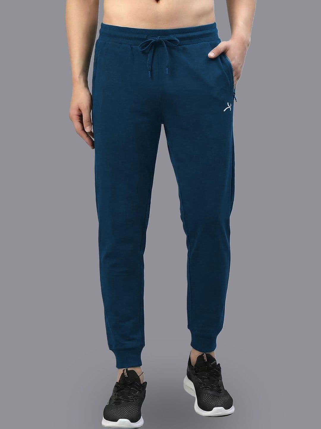 Amul Comfy Men Dark Blue Solid Mid-Rise Joggers - view 1