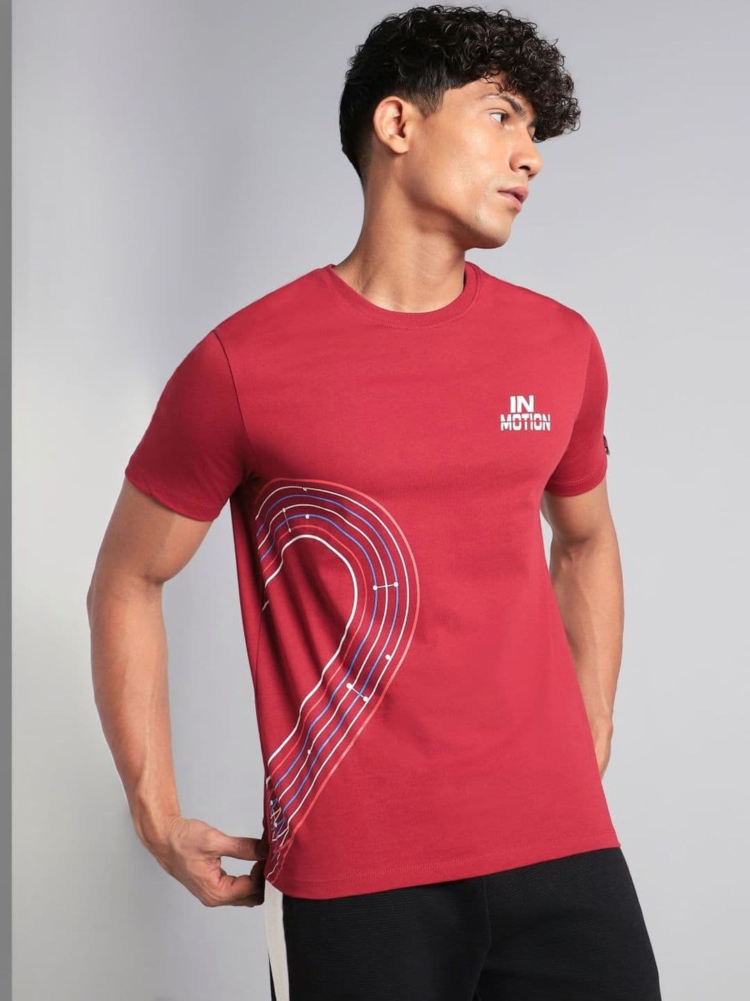 CULT Men's Maroon In Motion Graphic T-shirt - view 1