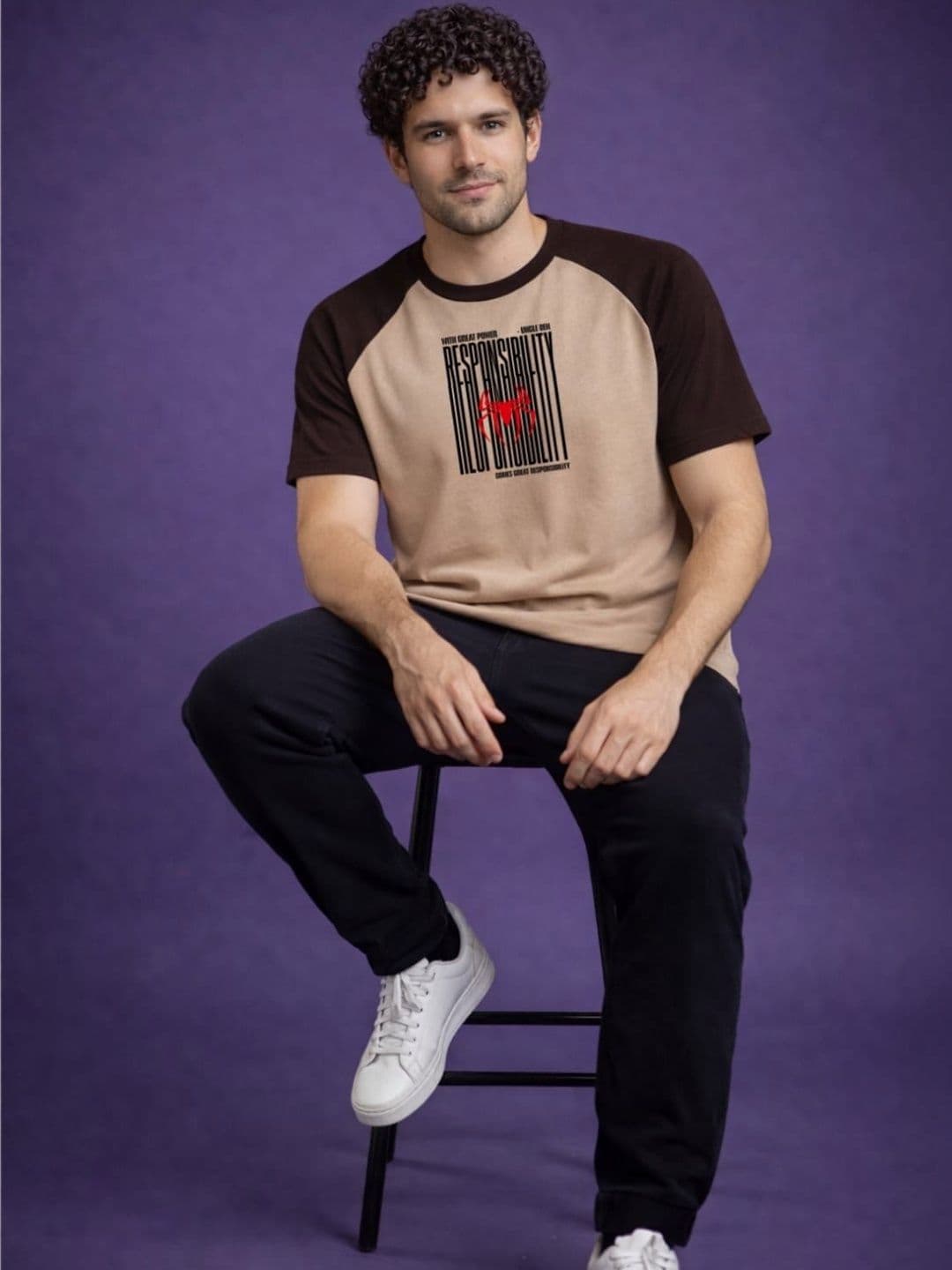 DAMN GUD DG Men Typography Colourblocked Round Neck Cotton T-shirt - view 1