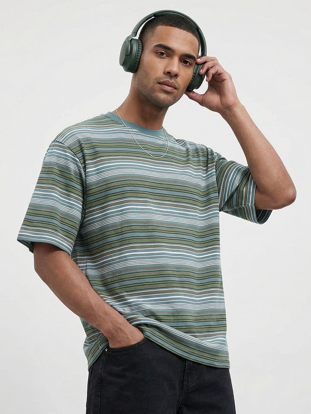 The Roadster Life Co. Men Striped Relaxed Fit T-shirt - view 1