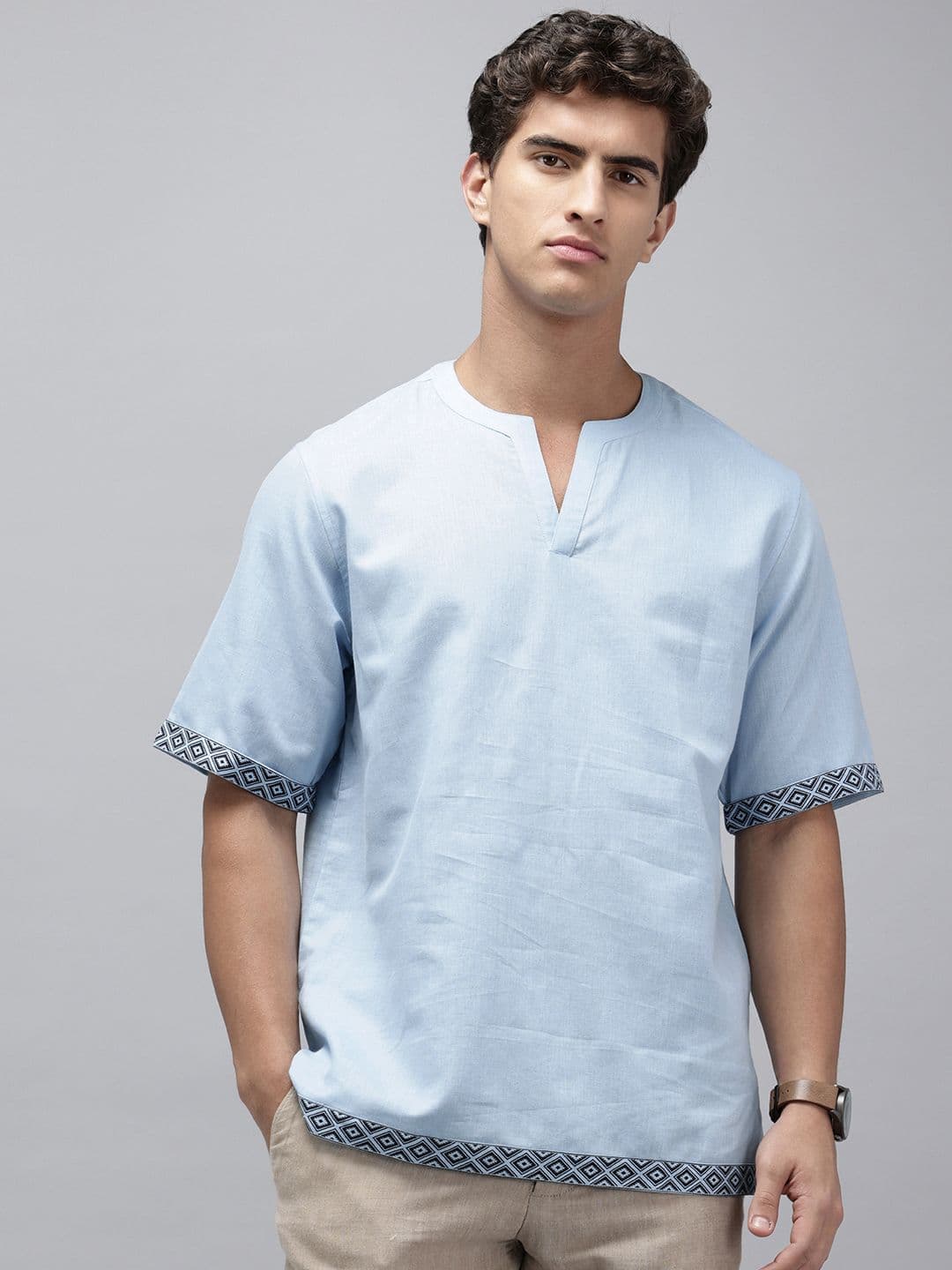NAVNIV Cotton Linen Straight Kurta - view 1