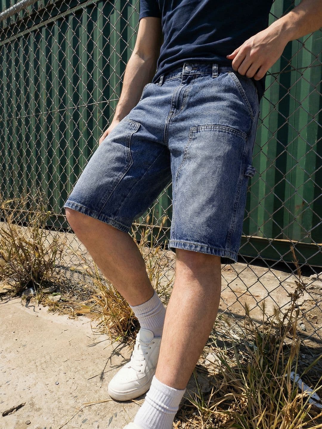 The Roadster Life Co. Men Washed Effect Mid-Rise Pure Cotton Relaxed Fit Jorts - view 1