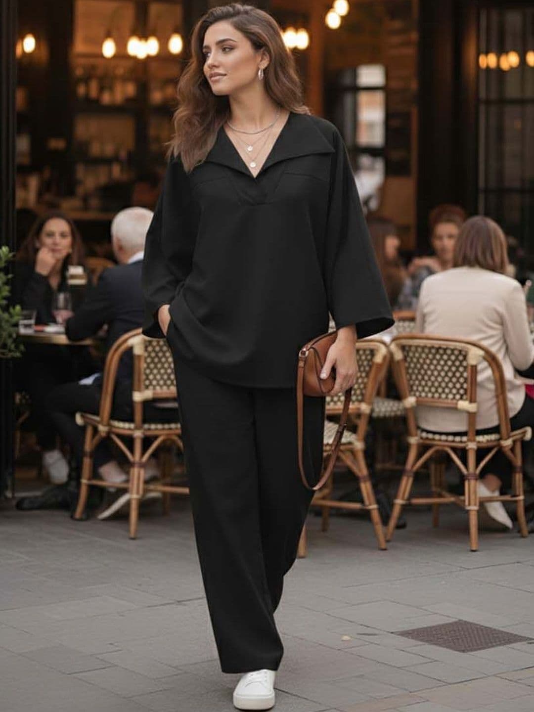 SZN V-Neck Three-Quarter Sleeves Top with Trousers - view 1