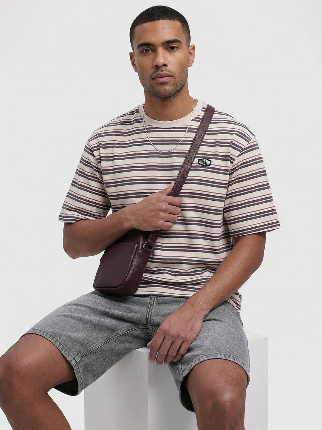 The Roadster Life Co. Striped Drop-Shoulder Sleeves T-shirt - view 1