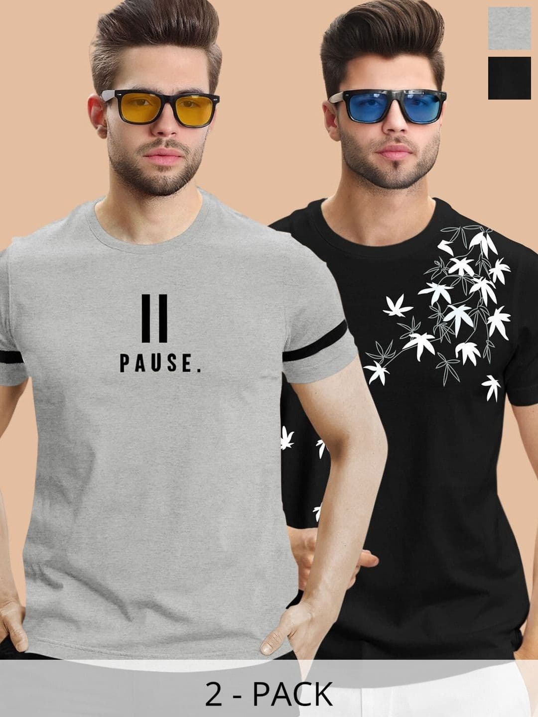 SZN Printed Men Round Neck Grey Black Tshirts - view 1