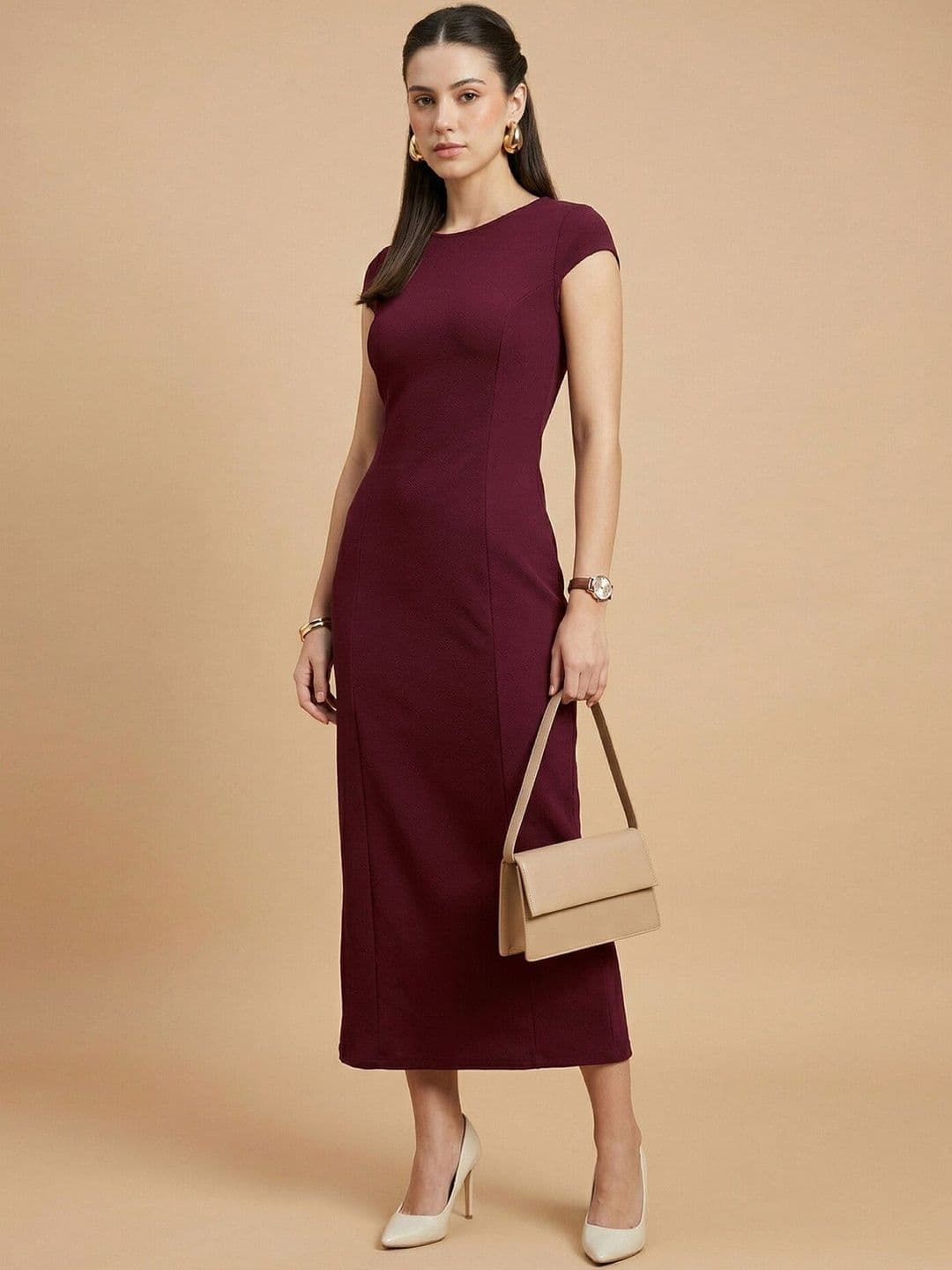 Chemistry Round Neck Bodycon Midi Dress - view 1