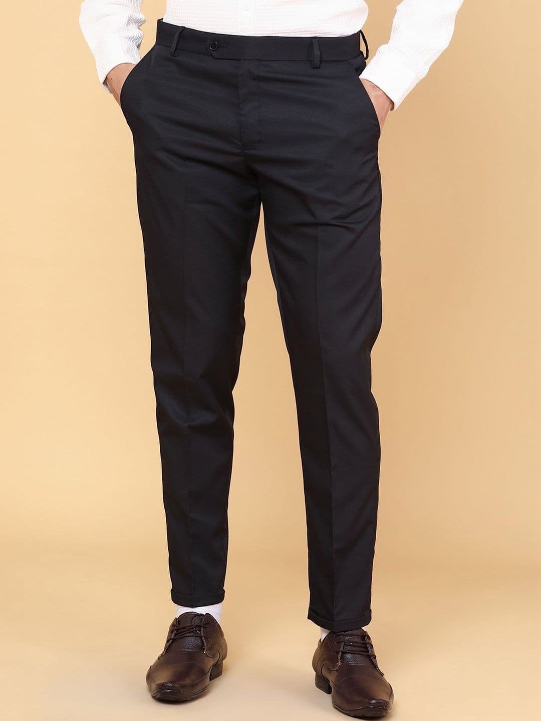 V-Mart Men Solid Poly Viscose Formal Trousers - view 1