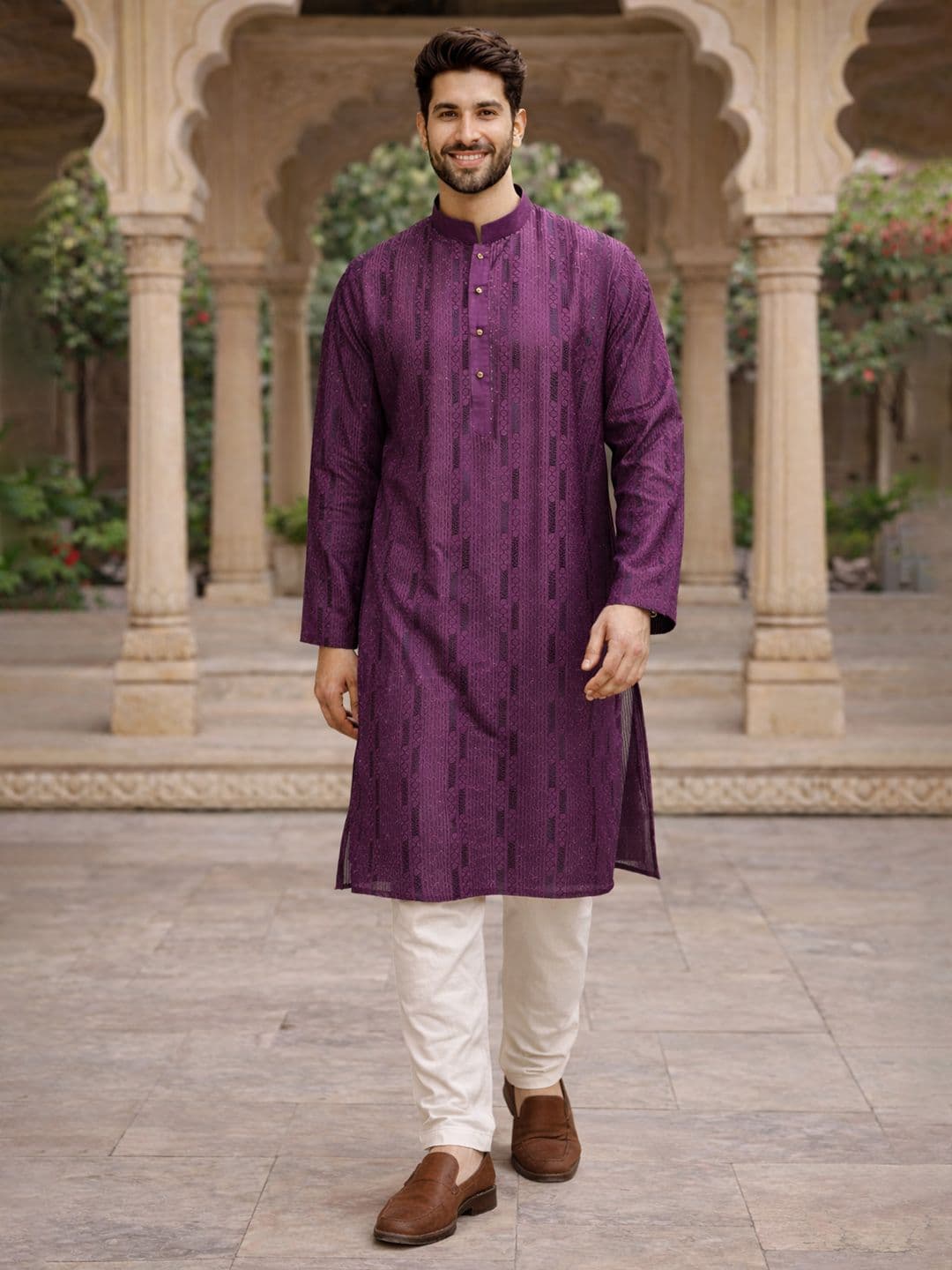 House of Pataudi Ethnic Motifs Embroidered Sequins Straight Kurta - view 1