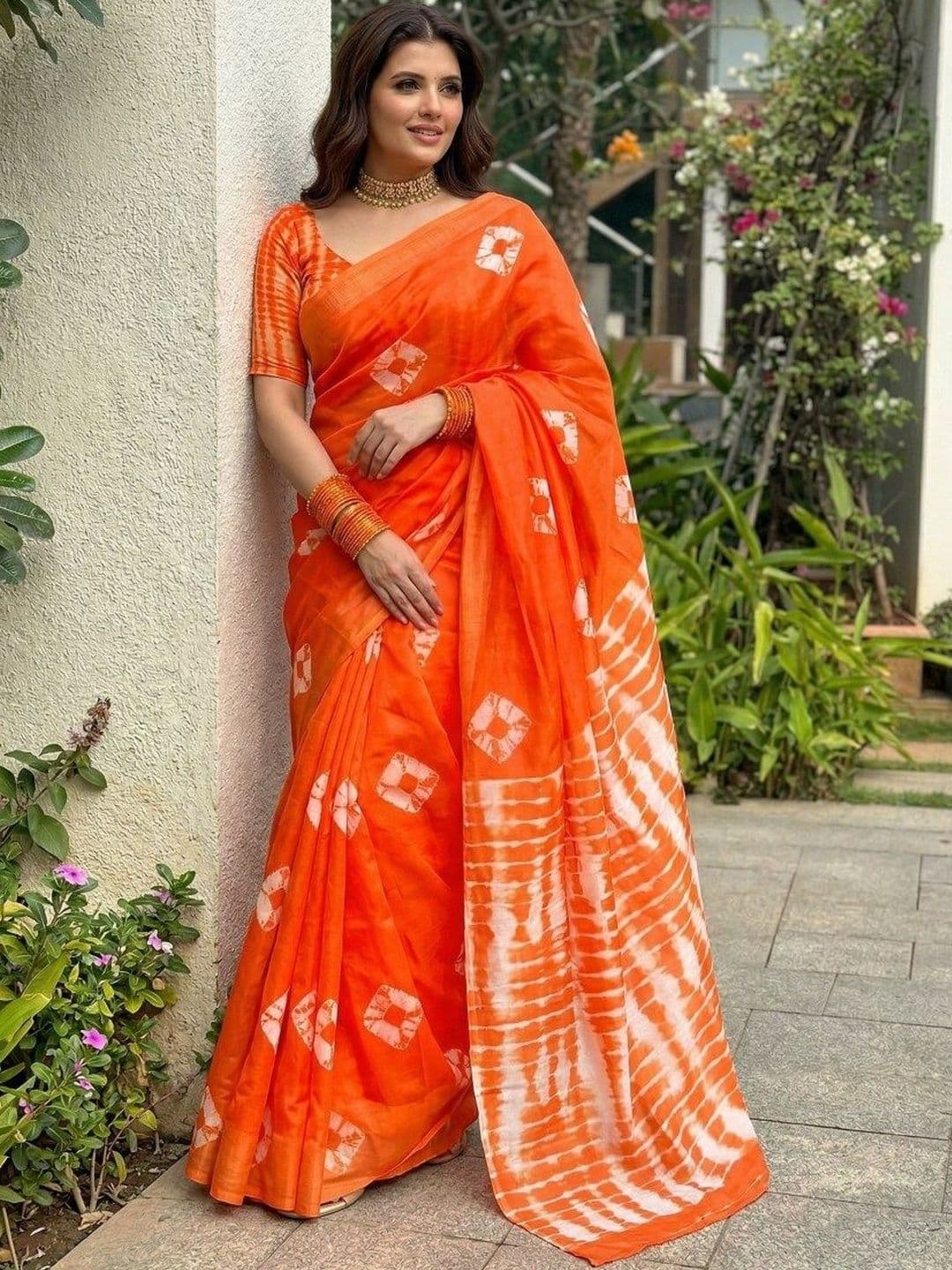 Kalista Tie Dye Printed Cotton Sarees - view 1