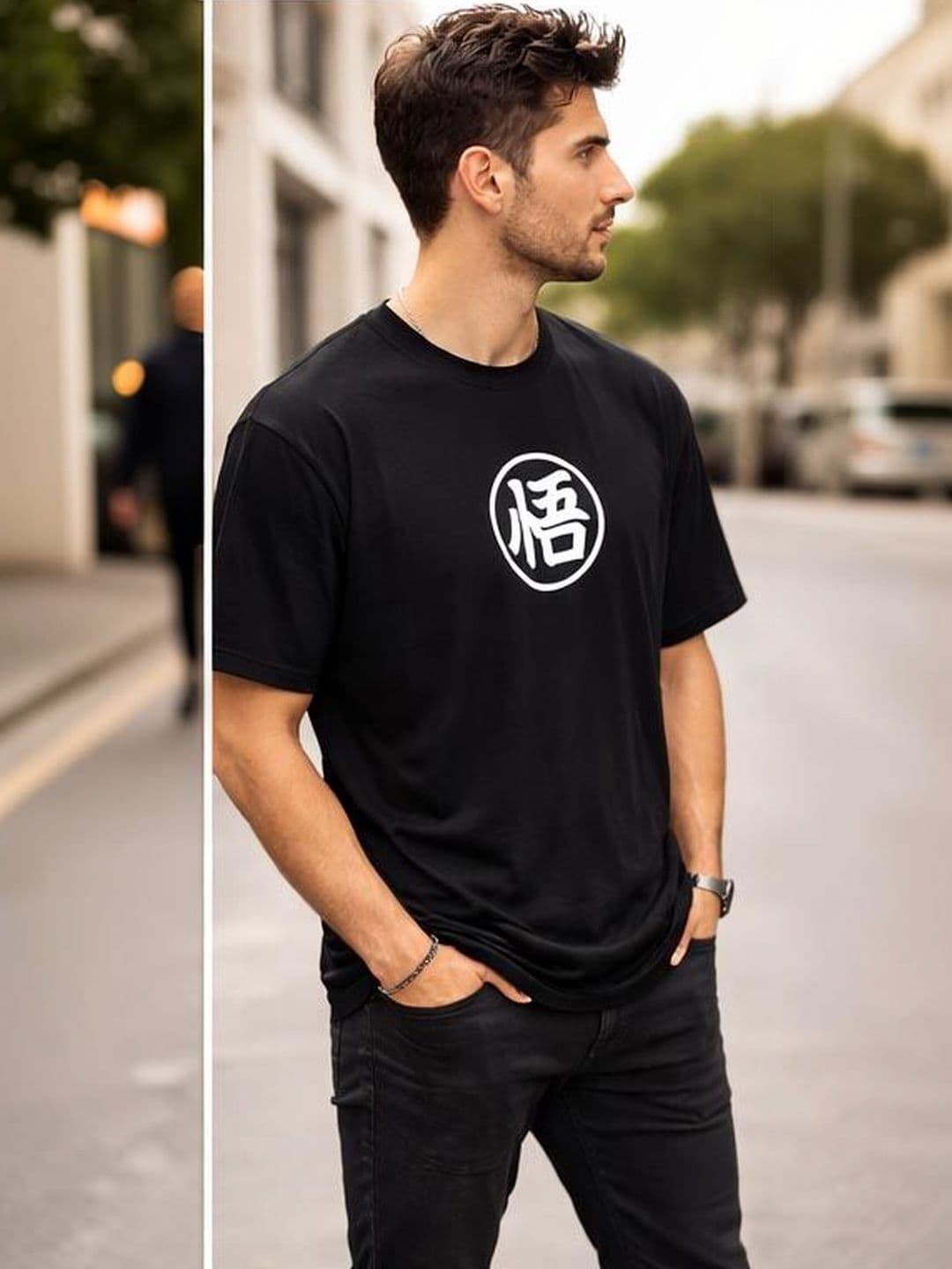 LAGAV Men's Black Oversize Goku Printed Tshirts - view 1