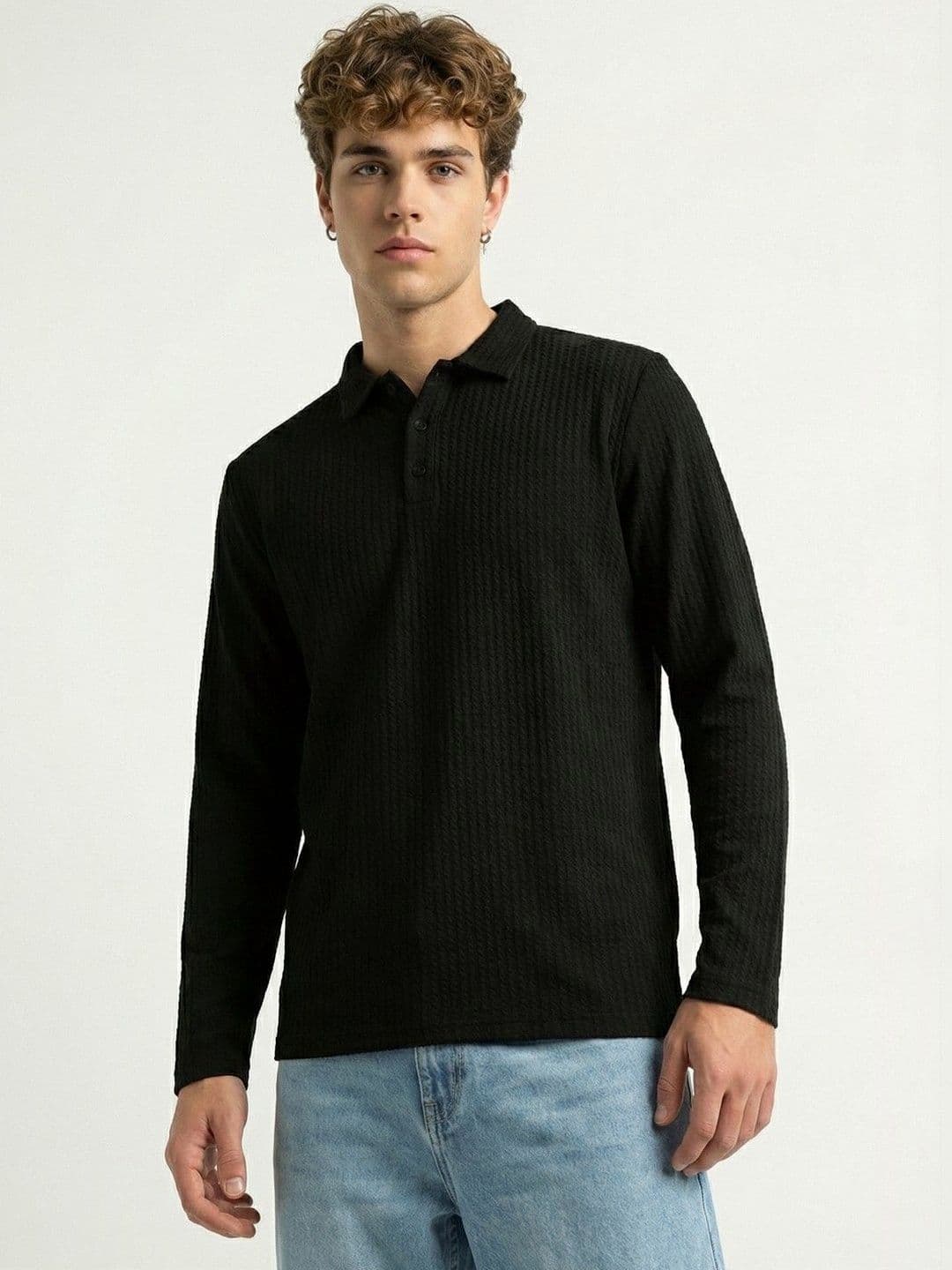 glitchez Men Polo Cotton Blend Men Full Sleeve Casual Regular Fit Tshirts - view 1