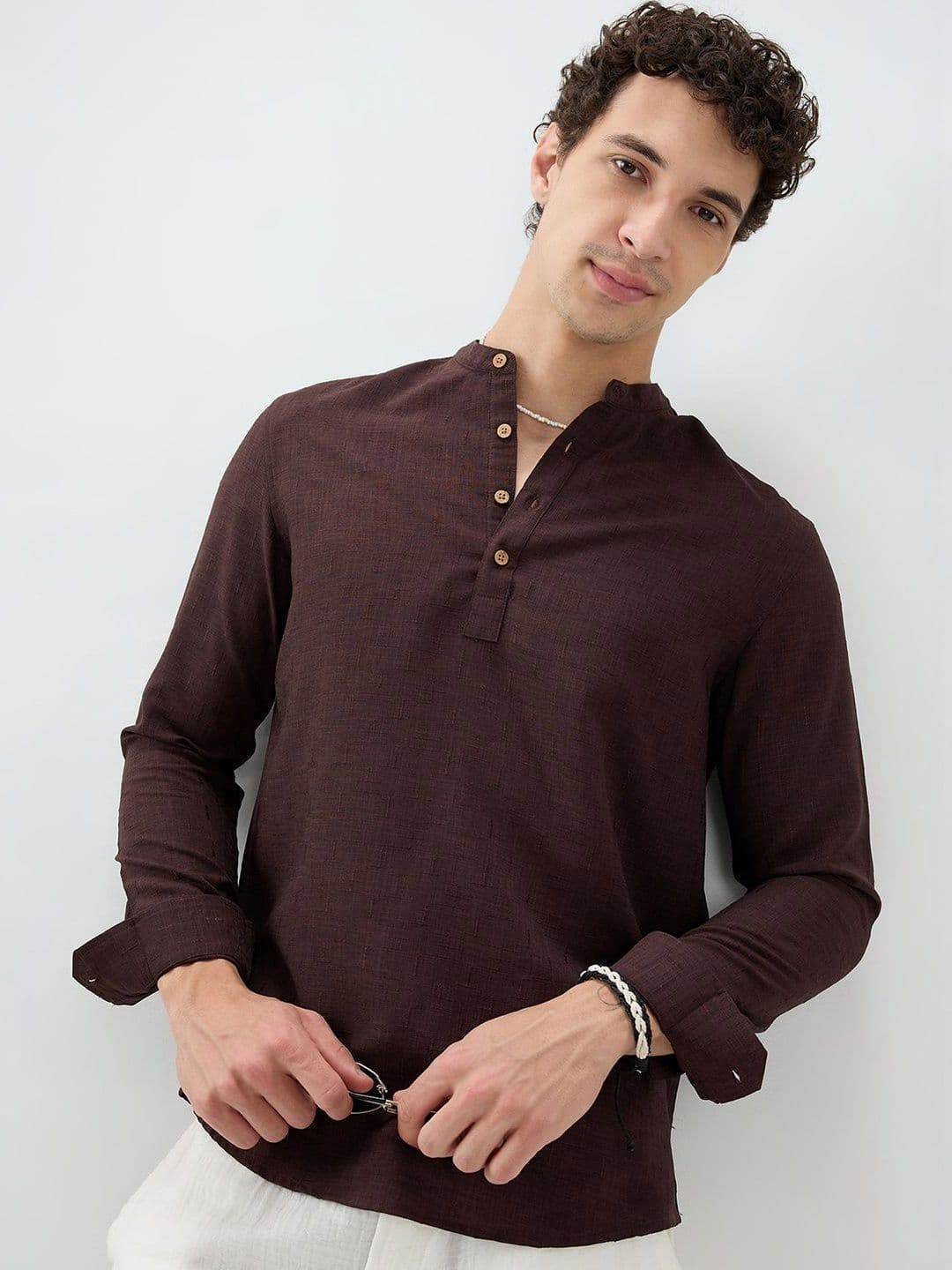 VASTRADO Men Shirt Collar Kurta - view 1