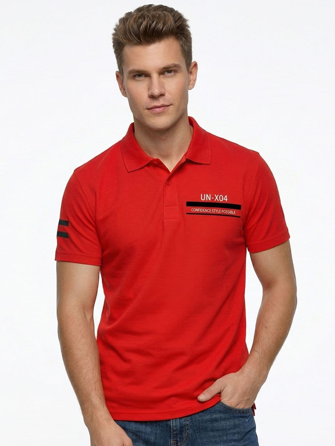 Here&Now X Game Begins Men Typography Printed Polo Collar T-shirt - view 1