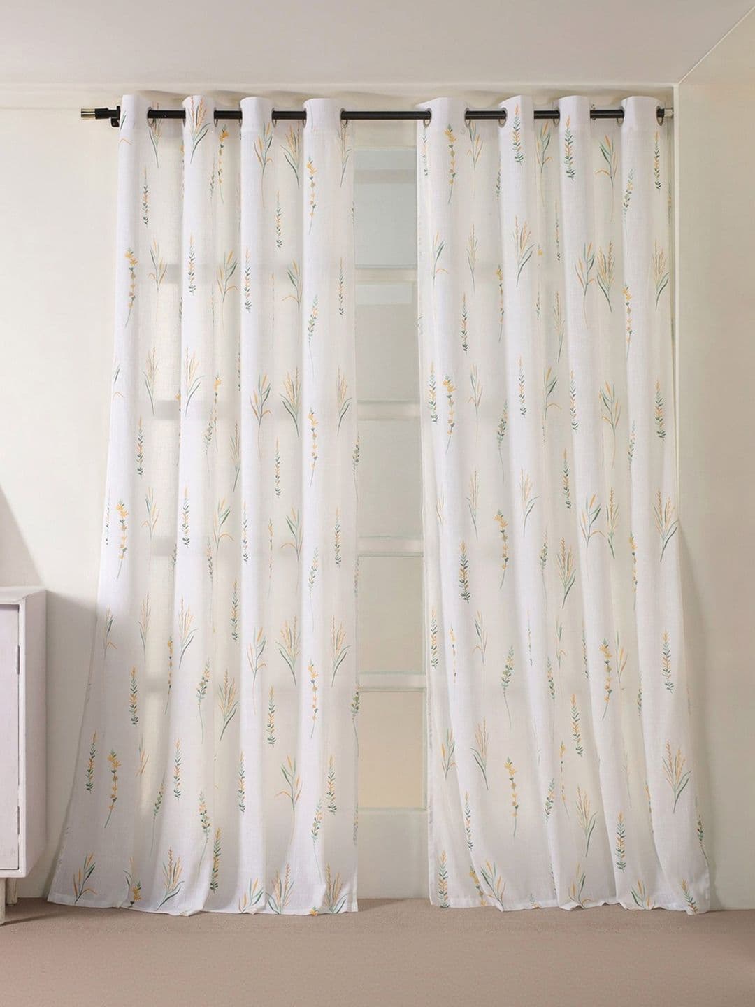 HOMEMONDE Multicoloured Set of 2 Floral Sheer Long Door Regular - view 1