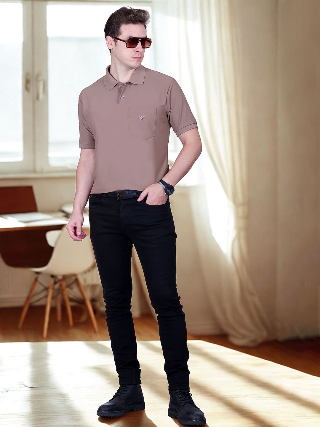 FLOSBERRY Solid Polo Chest Pocket Tshirts - view 1