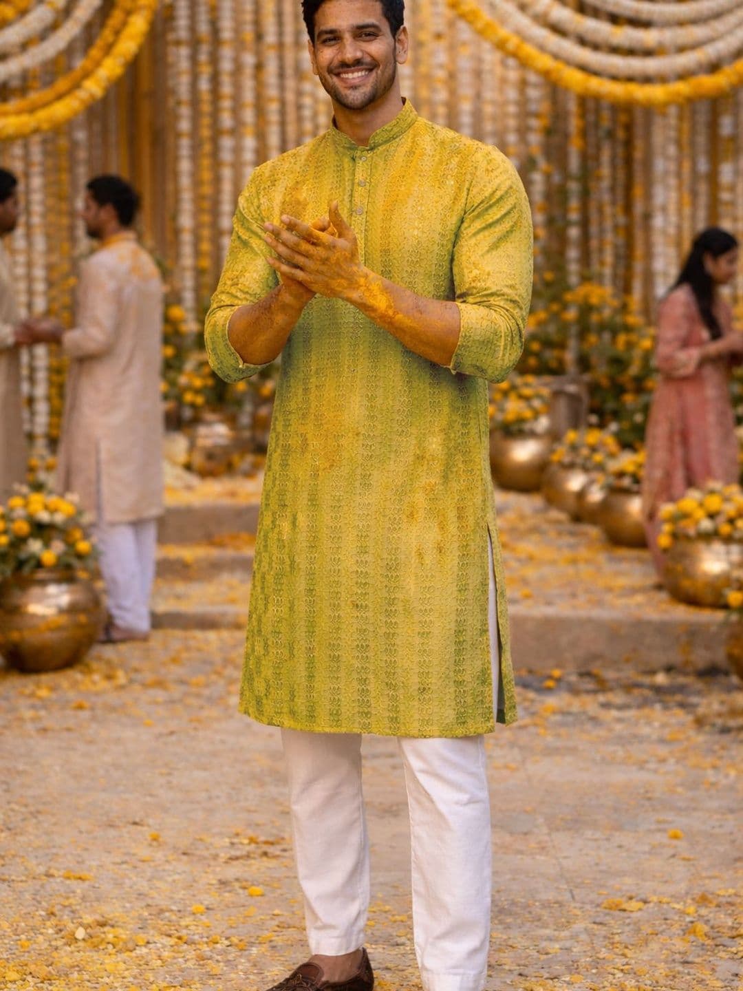 HERE&NOW Ethnic Motifs Embroidered Mandarin Collar Sequinned Kurta - view 1