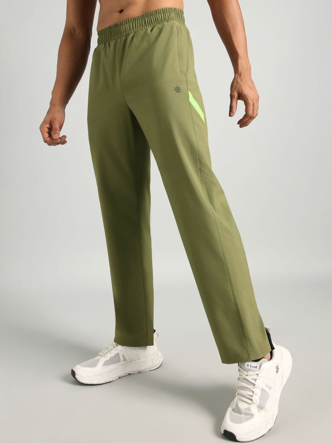 CULT Men's Olive Straight Fit Power Pop Trackpants - view 1