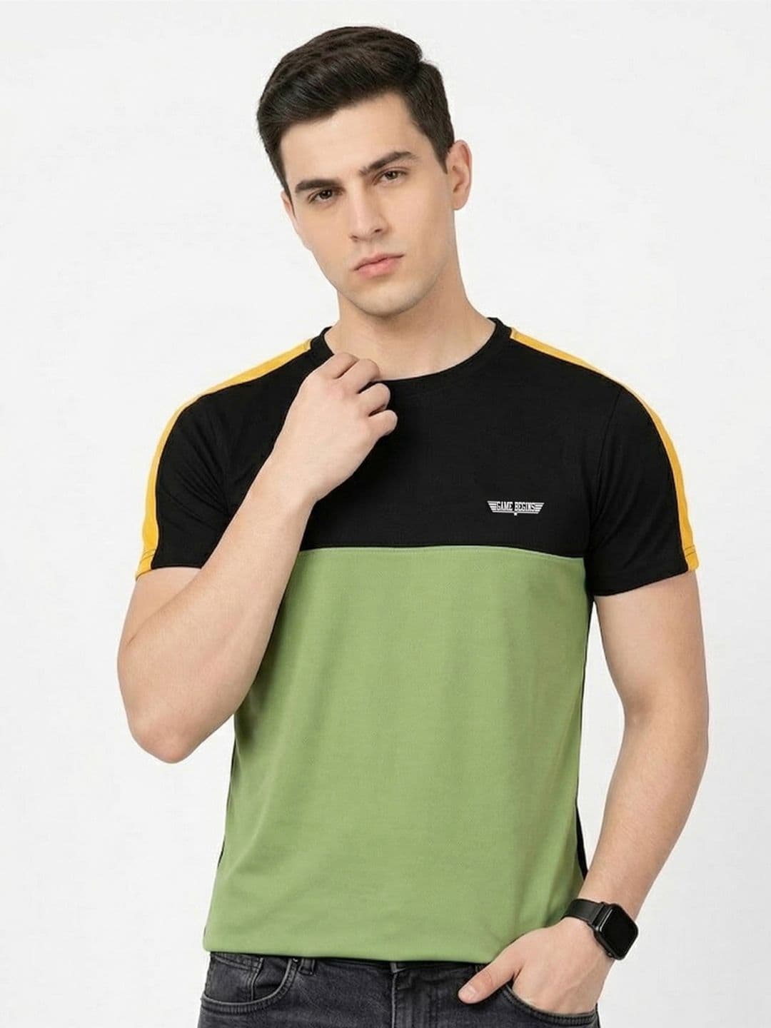 Here&Now X Game Begins Men Colourblocked T-shirt - view 1