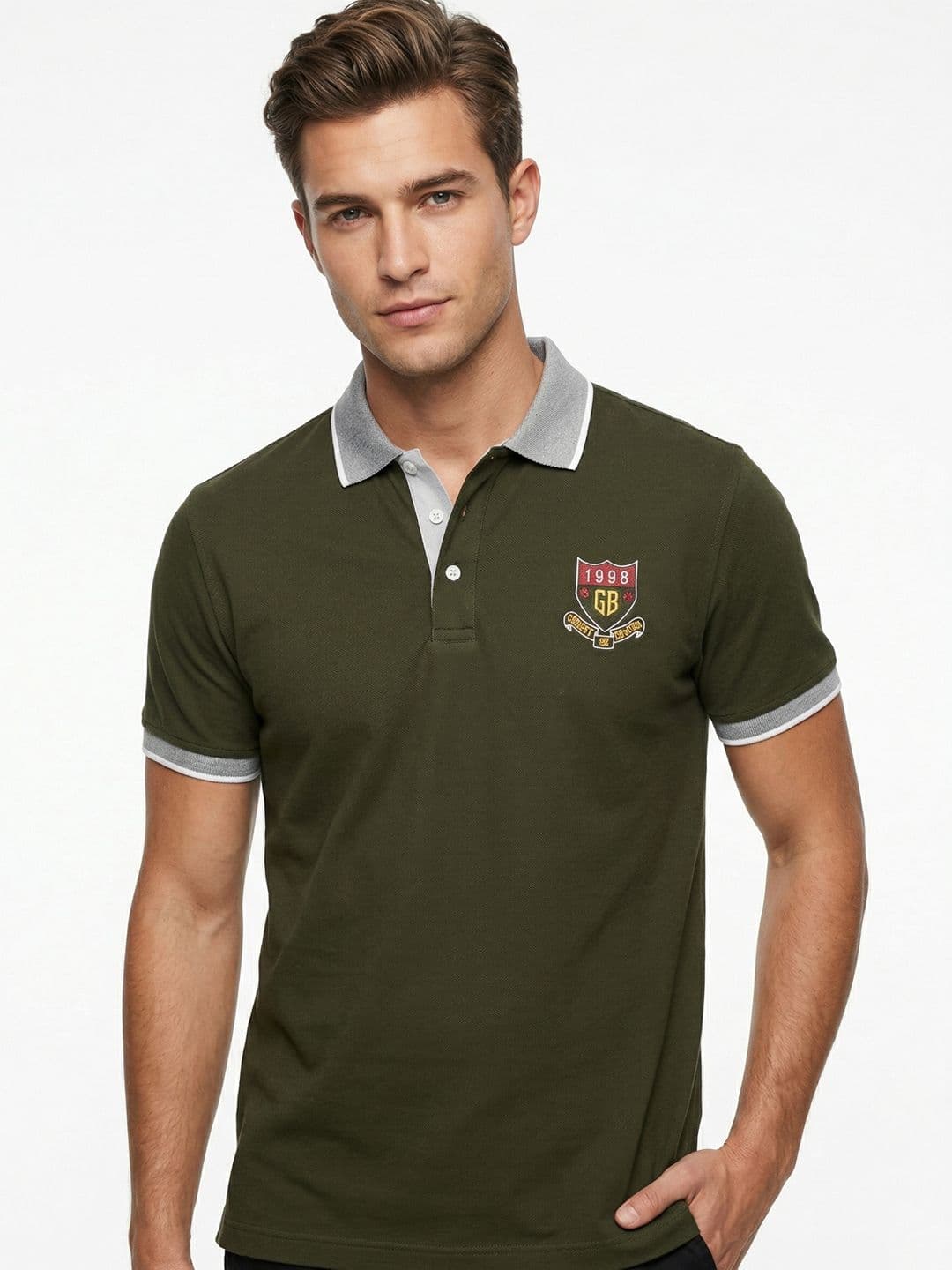 Here&Now X Game Begins Men Brand Logo Polo Collar T-shirt - view 1