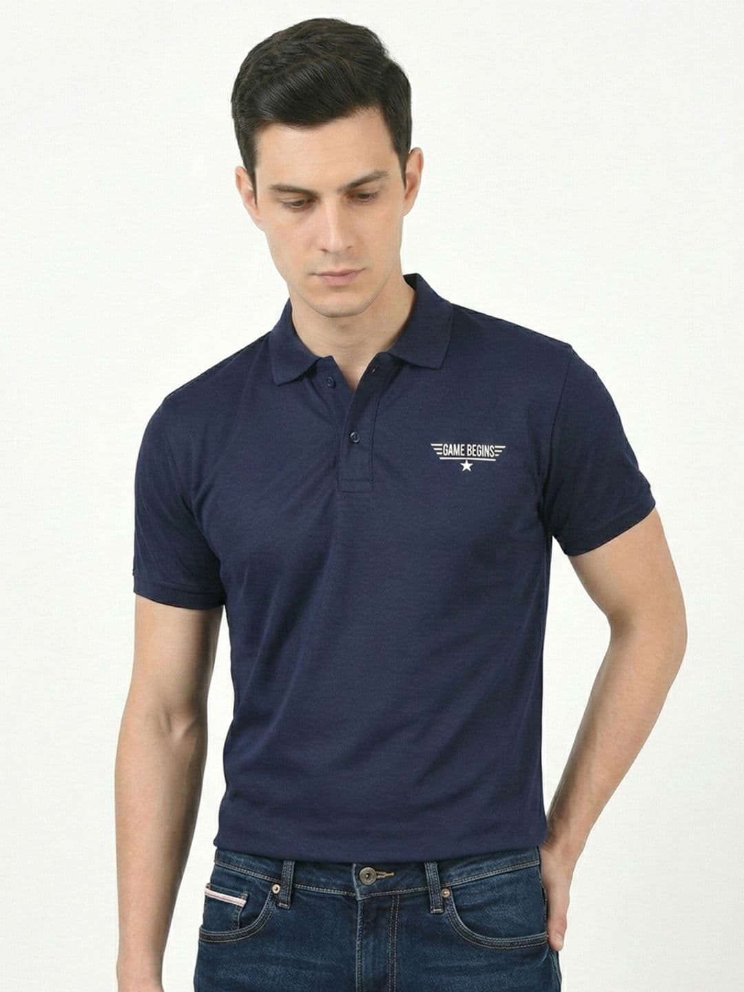 Here&Now X Game Begins Men Printed Polo Collar T-shirt - view 1