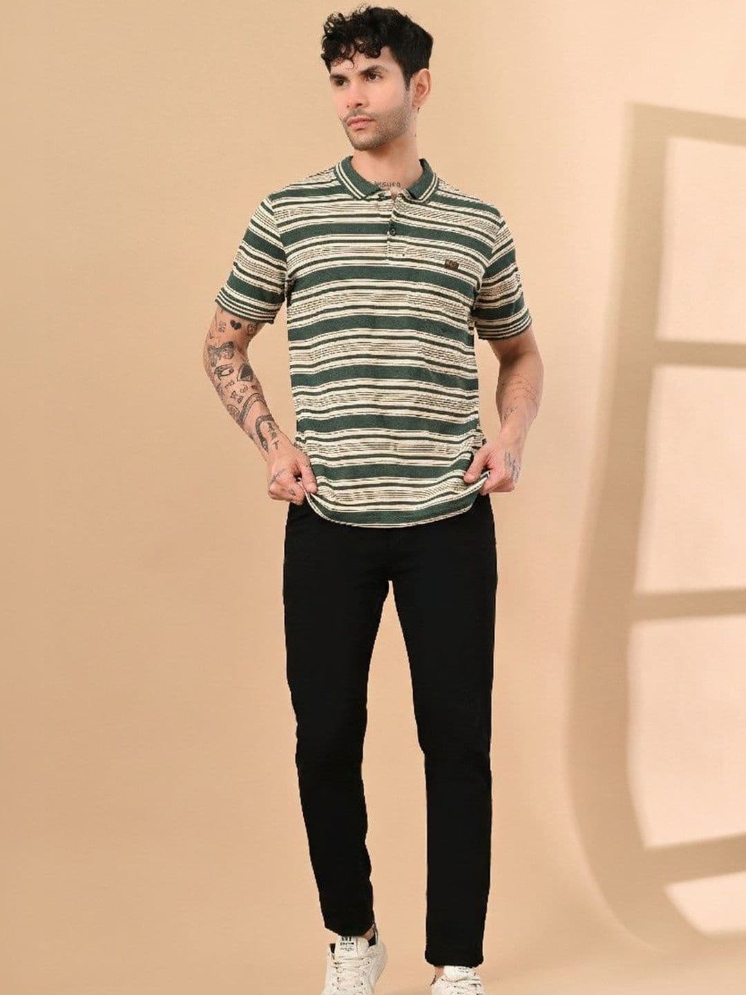 Mast & Harbour Mast Harbour Striped Polo Collar Cotton Tshirts - view 1