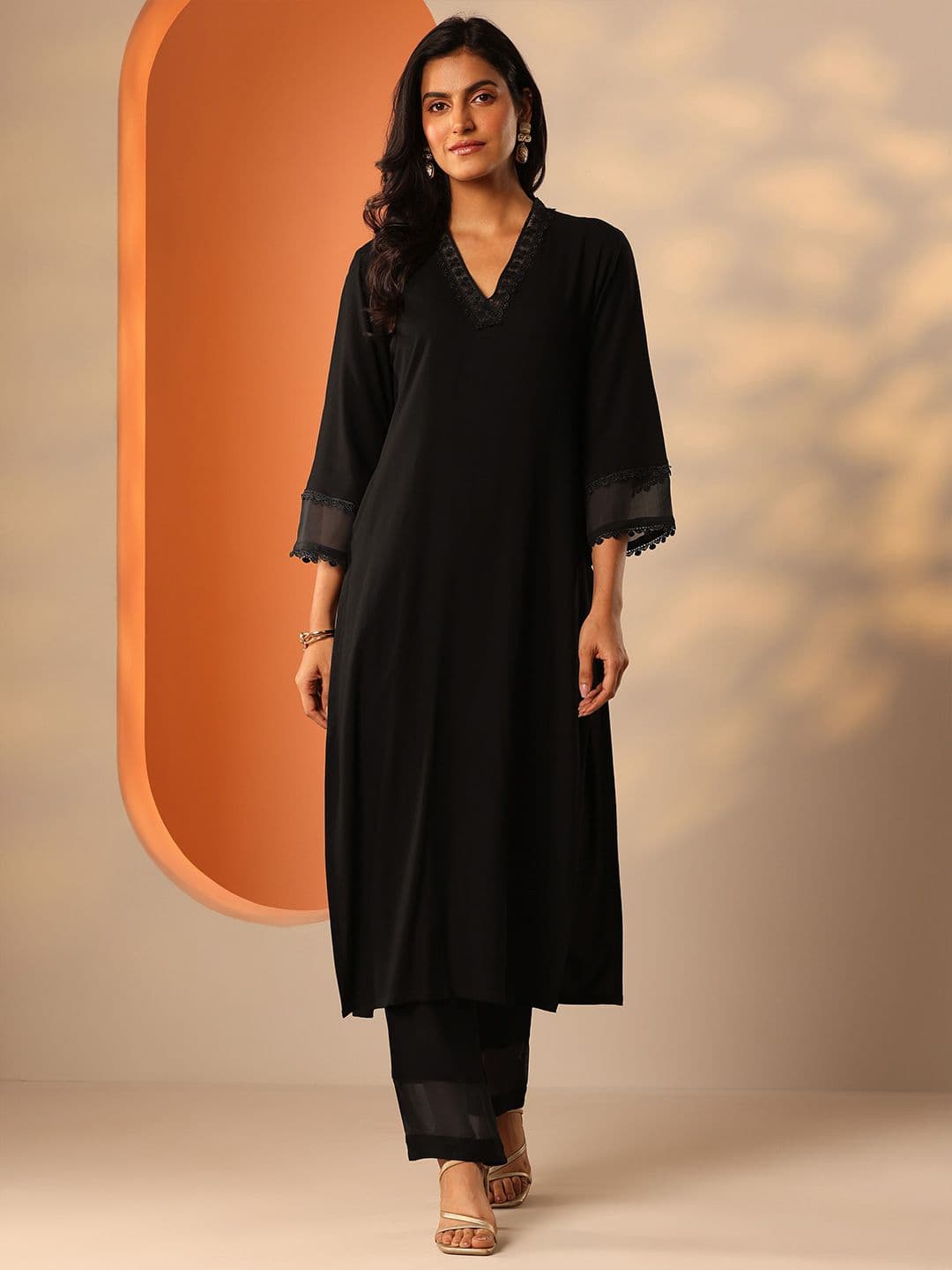 Libas Women Black Embellished Rayon Co-Ord Sets - view 1