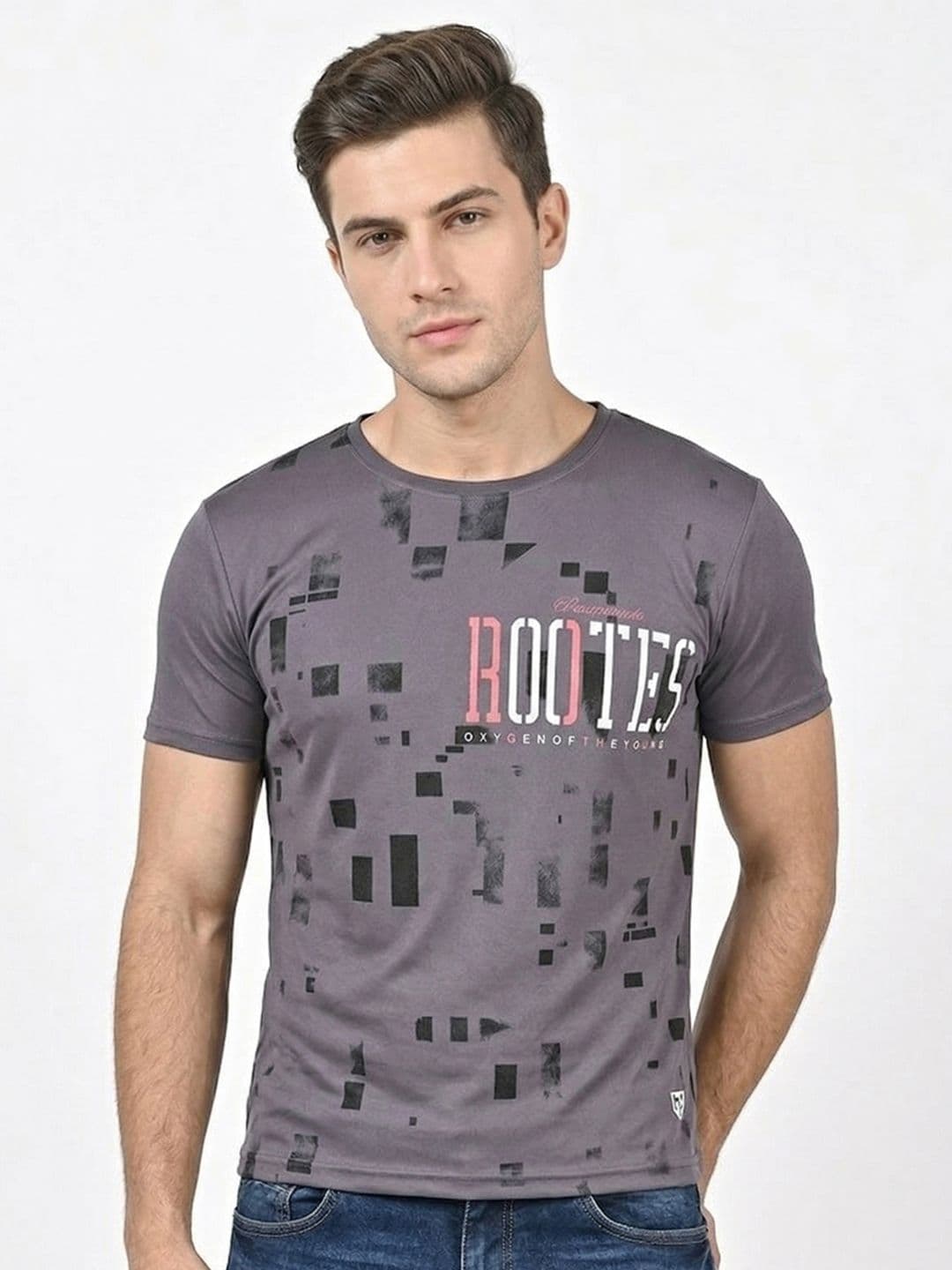 Here&Now X Game Begins Typography Printed Regular Fit Cotton T-shirt - view 1