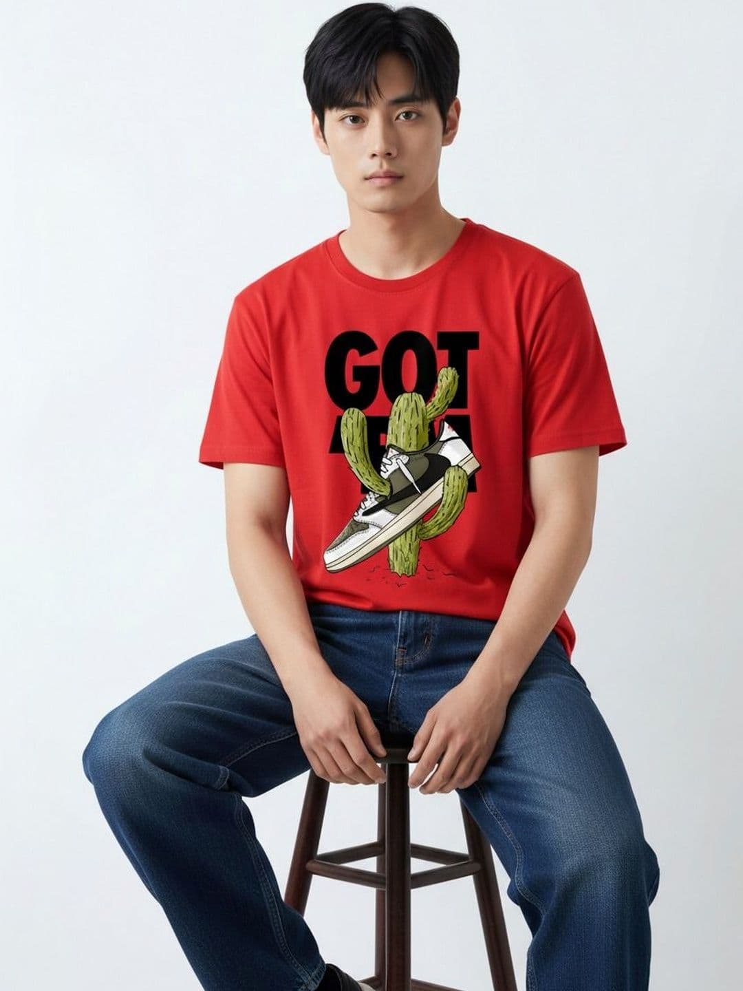 GIBBONTE Round Neck Graphic Print Cotton Tshirts - view 1